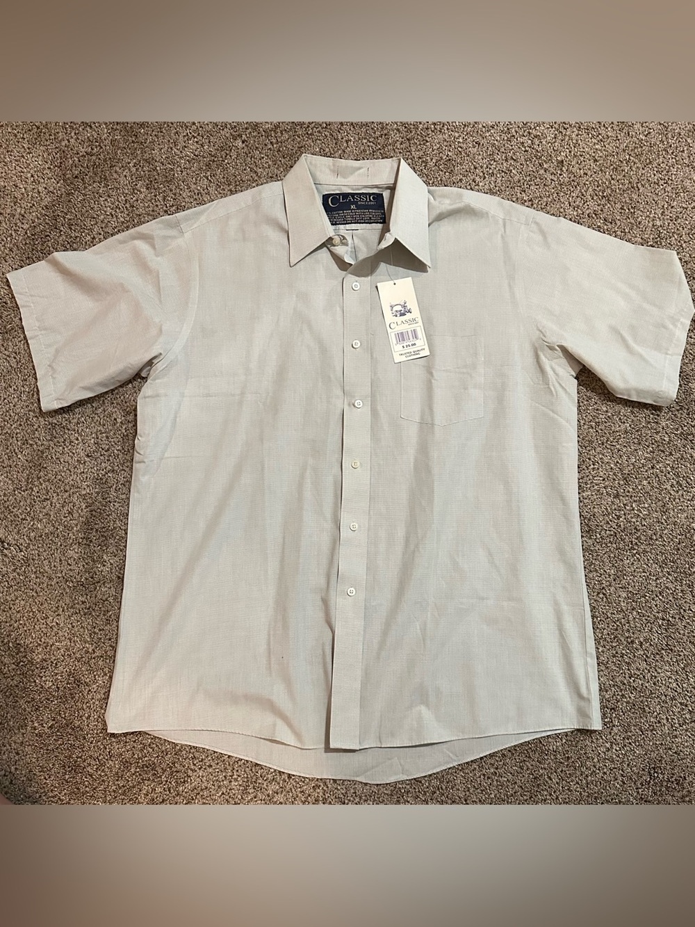Classic Men's Short-Sleeve Light Green Button-Down Shirt